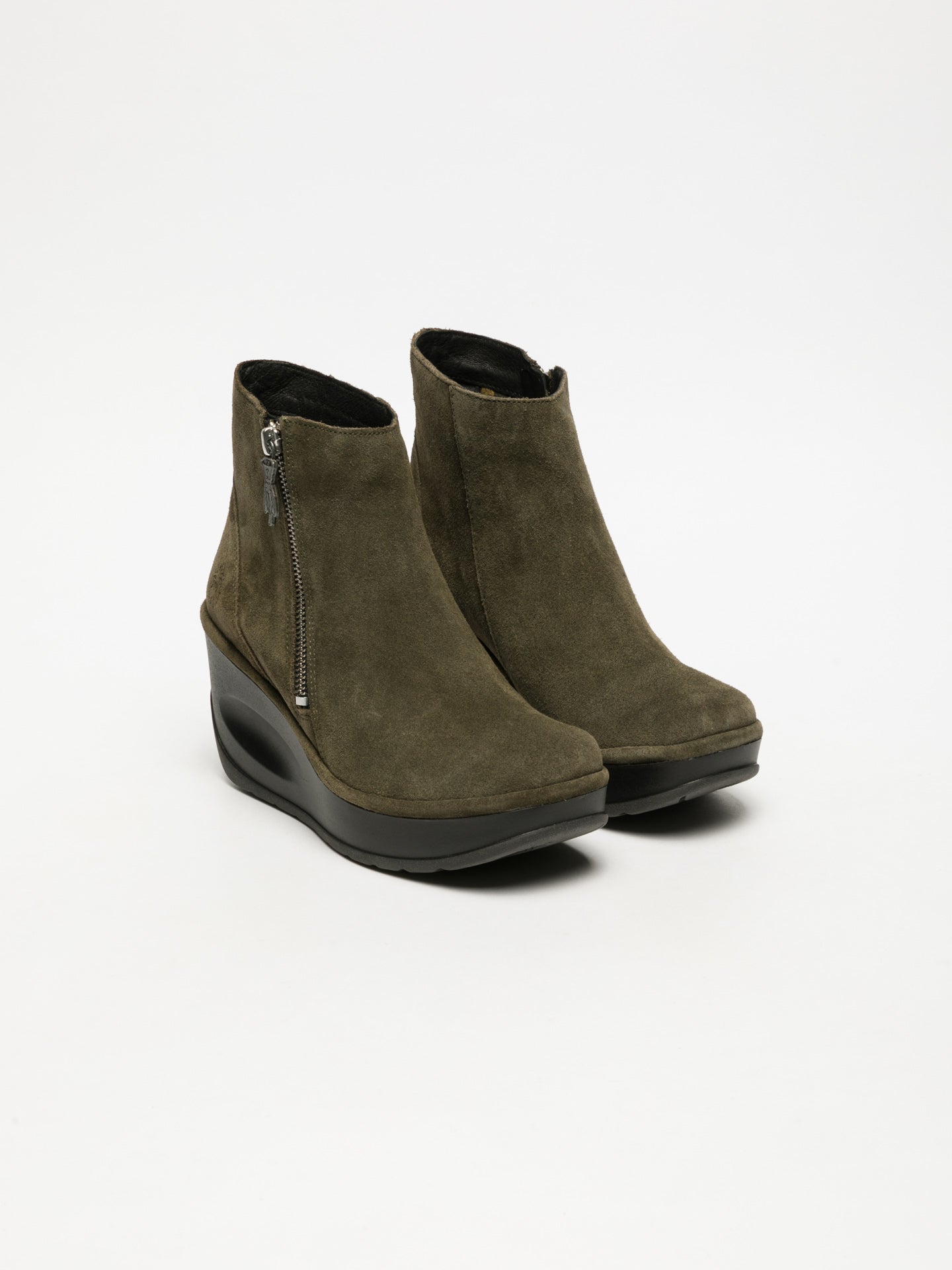 Fly London DarkGreen Zip Up Ankle Boots